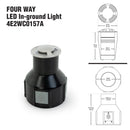 4E2WC0157A 2 inch Four Way LED In Ground Driveway light 24V 2.6W 3000K(Warm White), lightsandparts