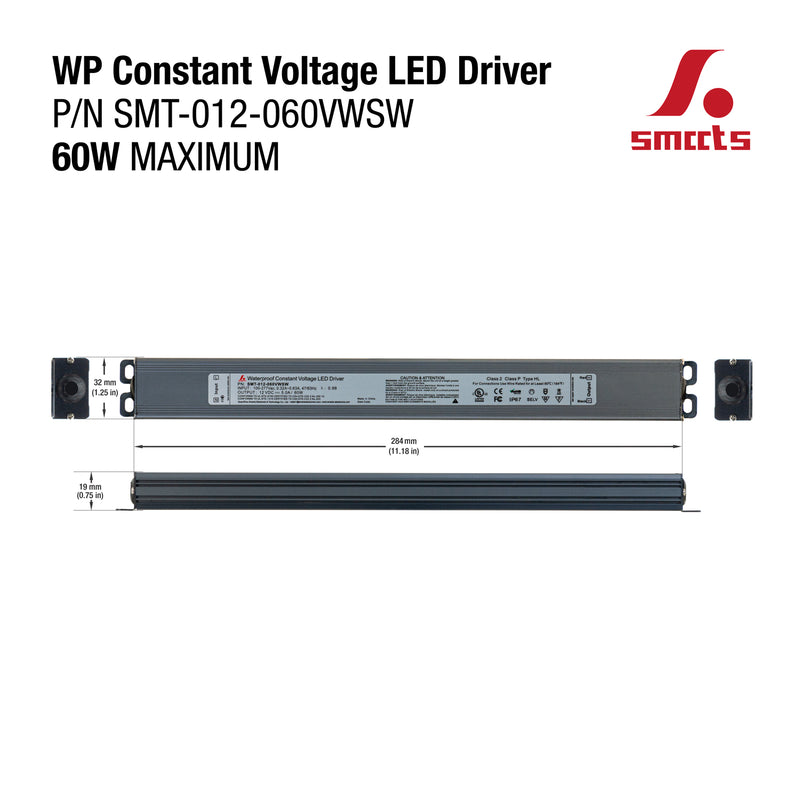 Smart Super Slim SMT-012-060VWSW Dimmable LED Driver, 12V 5A 60W - ledlightsandparts