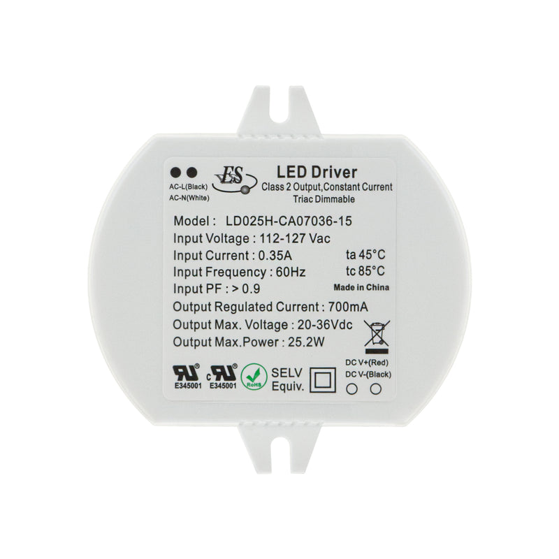 ES LD025H-CA07036-15 Constant Current LED Driver, 700mA 22-36V 25W max - ledlightsandparts