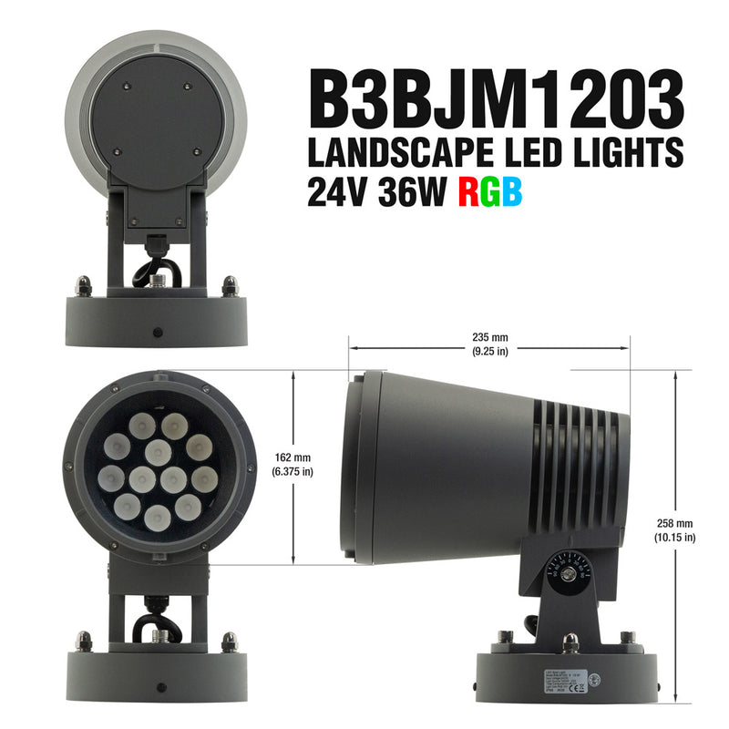 B3BJM1203 Landscape LED Lights, 24V 36W RGB, lightsandparts