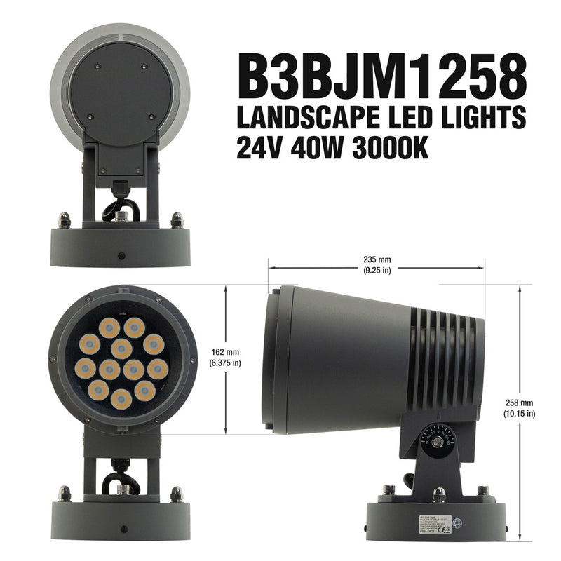 B3BJM1258 Landscape LED Light, 24V 40W 3000K(Warm White)