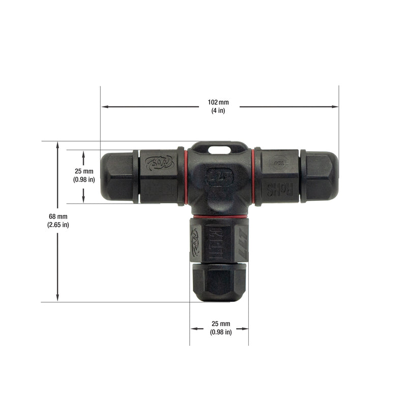 Outdoor(Waterproof) RGB T Shape screw type connector, lightsandparts