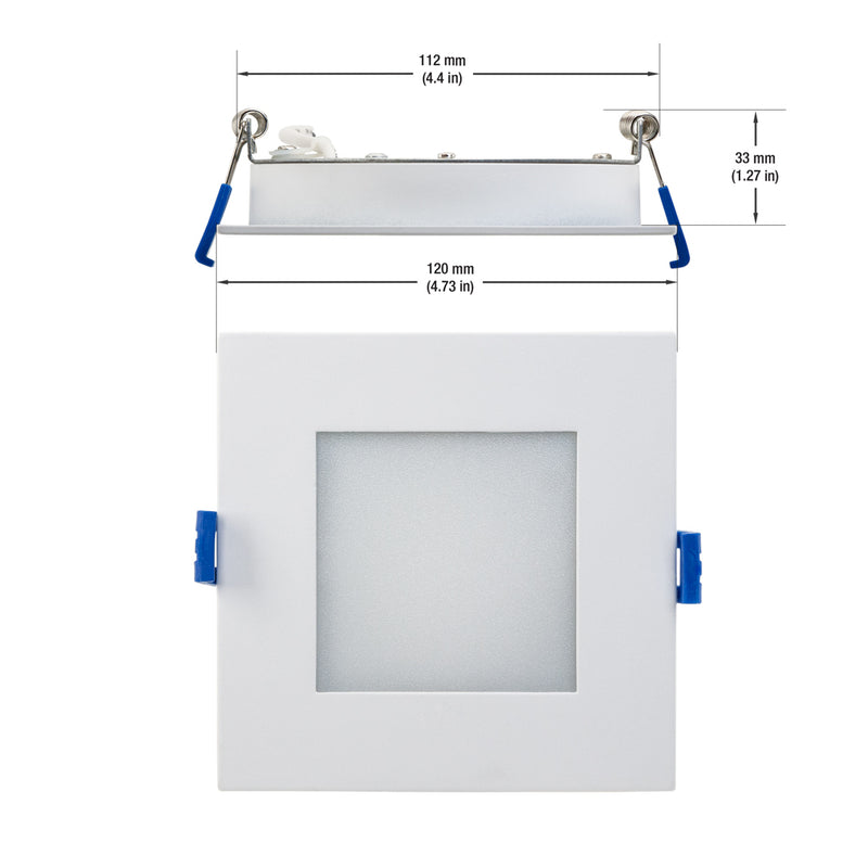 4 inch Square Flat Panel light with FT6 rated wire, 120V 9W 5CCT(2.7K, 3K, 3.5K, 4K, 5K)