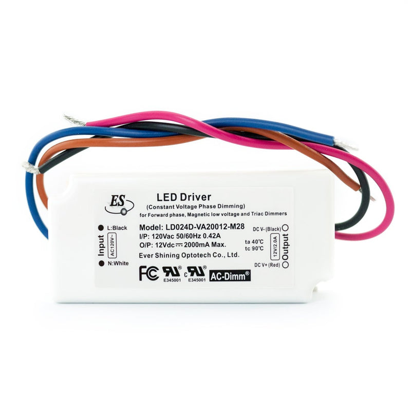 ES LD024D-VA20012-M28 J-Box Constant Voltage LED Driver, 12V 2A 24W - ledlightsandparts