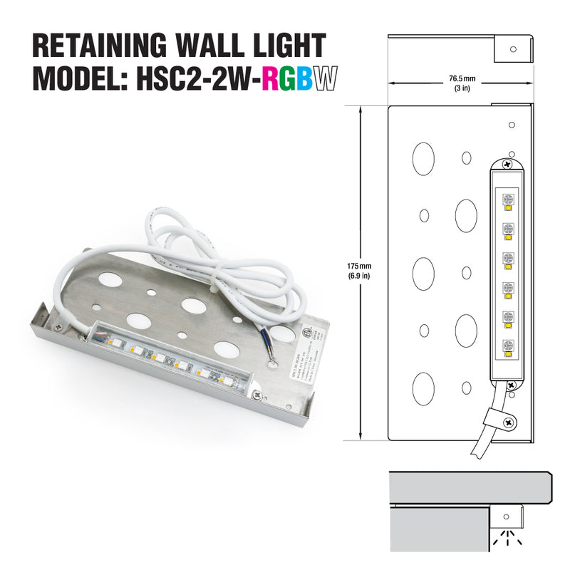 7 inch Step Light, Retaining Wall Light 12V AC/DC 2W RGBW - ledlightsandparts