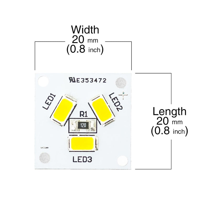 LED Module 12V 2.5W 5730  3SMD 3000K CRI90+ - ledlightsandparts