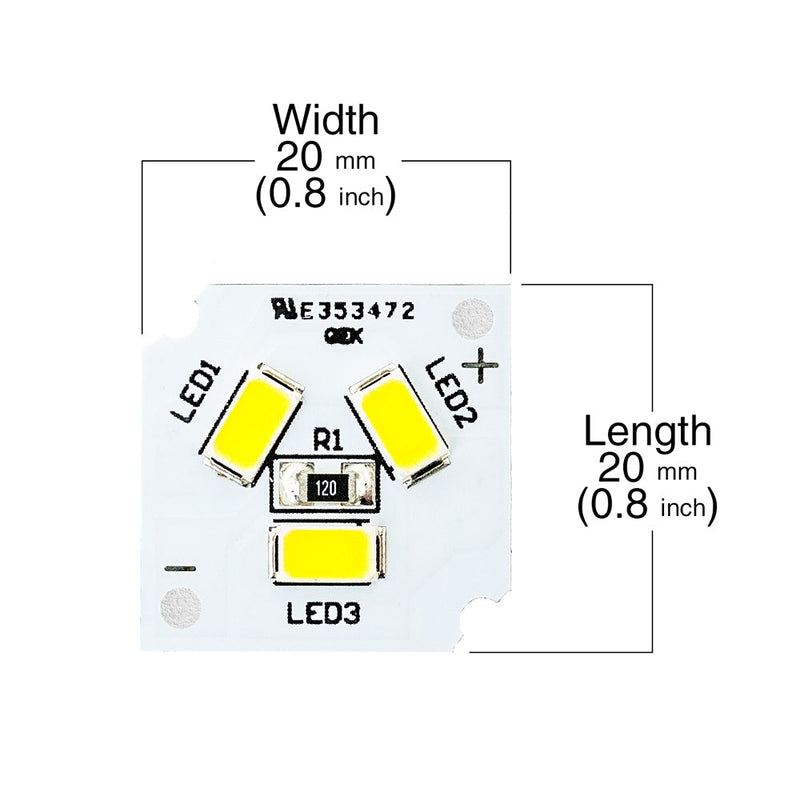 LED Module 12V 2.5W 5730 3SMD 5000K CRI90+ - ledlightsandparts