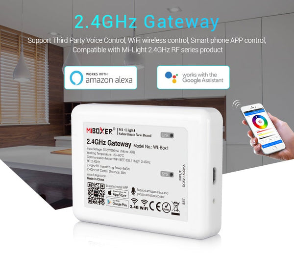 MiBOXER 2.4 GHz Gateway Smart Phone WIFI Controller WL-Box1 - ledlightsandparts