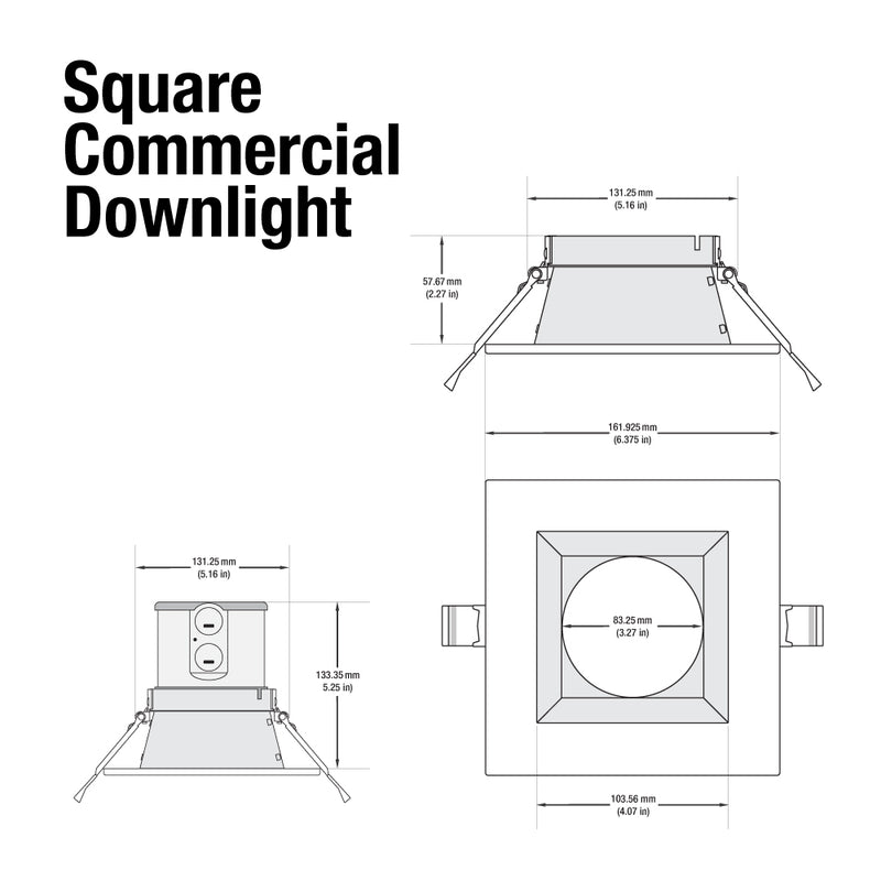 LED Commercial Downlight 4 Inch Reflector Square Trim 120-347V 20W - ledlightsandparts