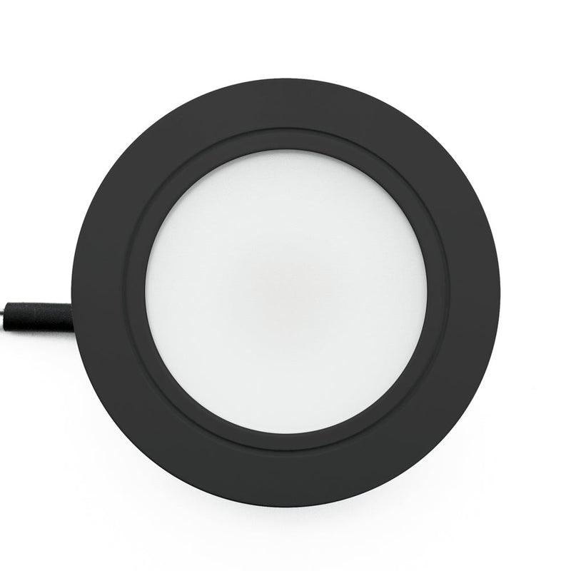 VBUN-R25-12V Black Round LED Cabinet Puck Light, 12V 2.5W CCT(2.4K, 2.7K, 3K, 3.5K, 4K, 5K) - ledlightsandparts