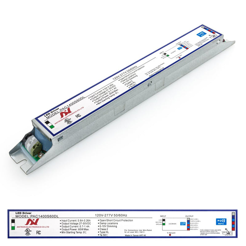 PAC1400S60DL Constant Current Programmable LED Driver with Custom Output Current 700-1400mA 27-55V 60W max - ledlightsandparts