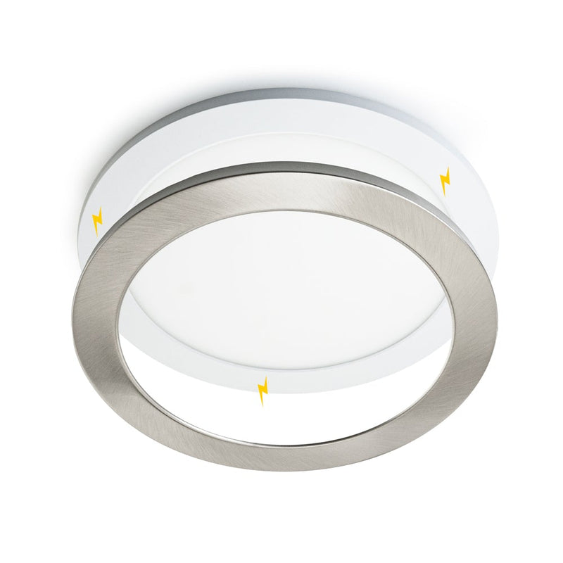 8 inch Round Surface Mount Downlight with Changeable Color Temperature (3CCT)-Satin Nickel Trim Cover - ledlightsandparts
