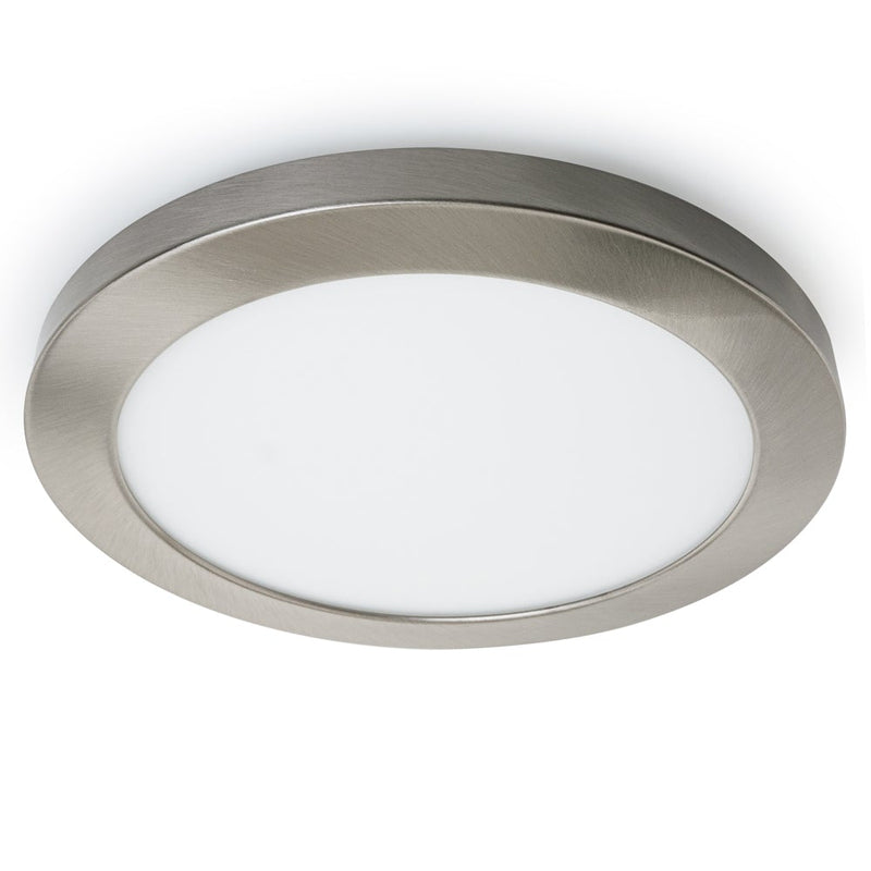 8 inch Round Surface Mount Downlight with Changeable Color Temperature (3CCT)-Satin Nickel Trim Cover - ledlightsandparts