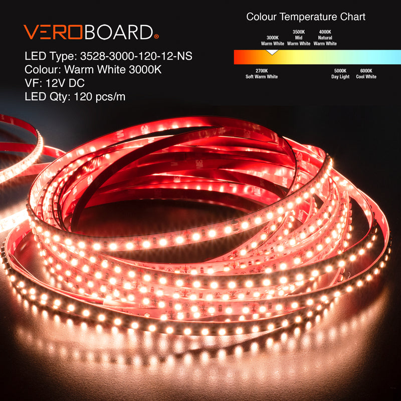 10M(32.8ft) Indoor LED Strip 35285, 12V 3(w/ft) 258-292(Lm/ft) 120(LED