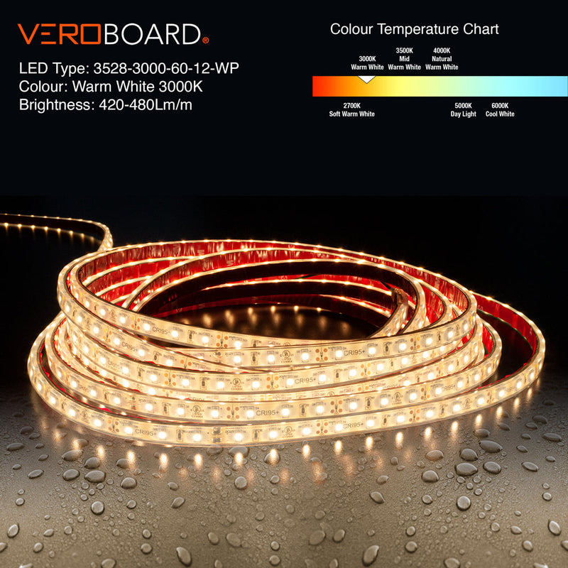 10M(32.8ft) Waterproof LED Strip 3528, 12V 1.5(w/ft) 126-144(Lm/ft) CCT(3K, 6K) - ledlightsandparts