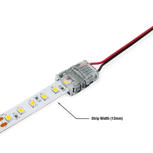 12mm LED Strip to Wire Connectors, VBD-CON-12MM-1S1W (Pack of 5)