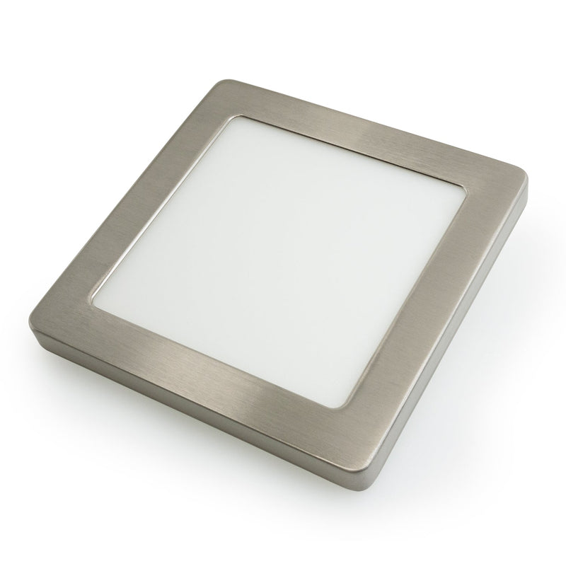 7 inch Square Surface Mount Downlight With Selectable Color Temperature (3CCT) Satin Nickel Trim Cover - ledlightsandparts