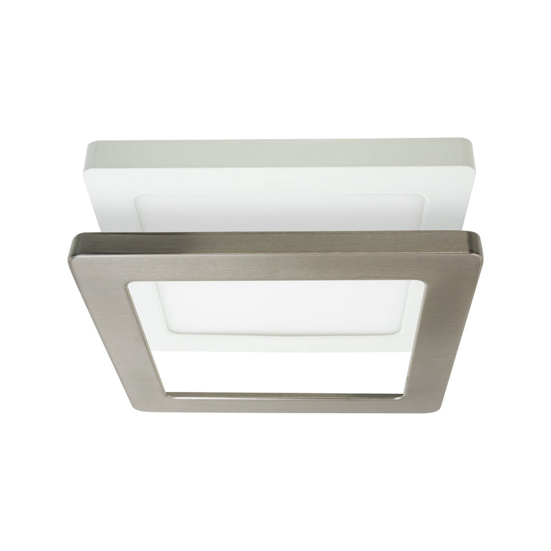 7 inch Square Surface Mount Downlight With Selectable Color Temperature (3CCT) Satin Nickel Trim Cover - ledlightsandparts
