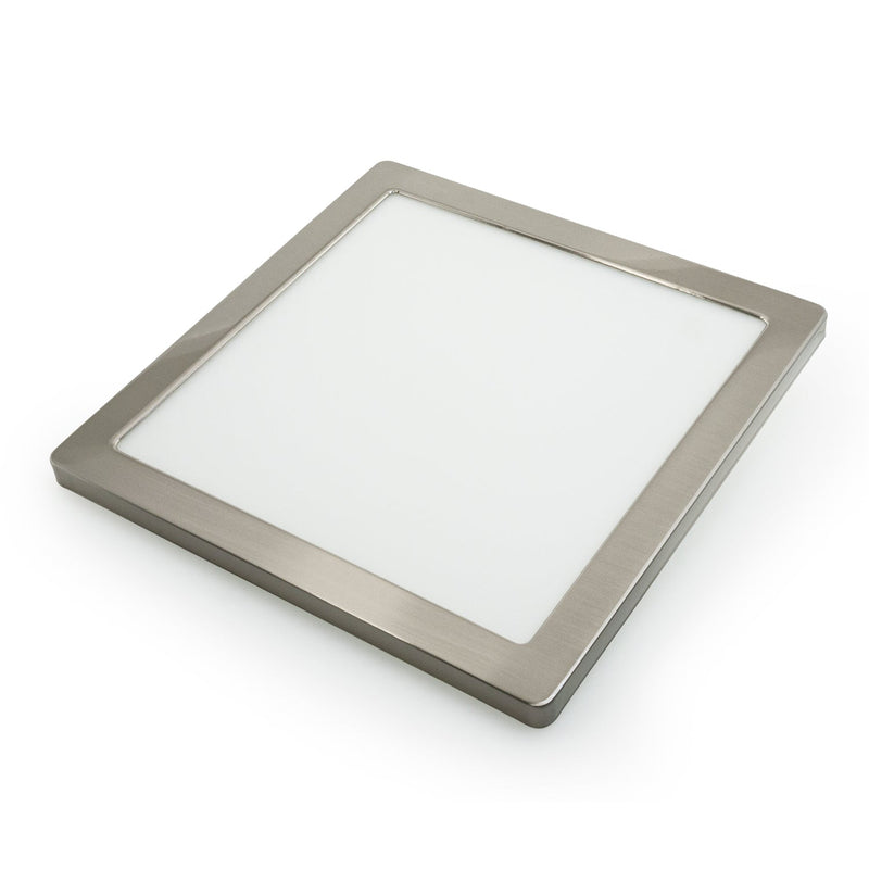 12 inch Square Surface Mount Downlight With Selectable Color Temperature (3CCT) Satin Nickel Trim Cover - ledlightsandparts