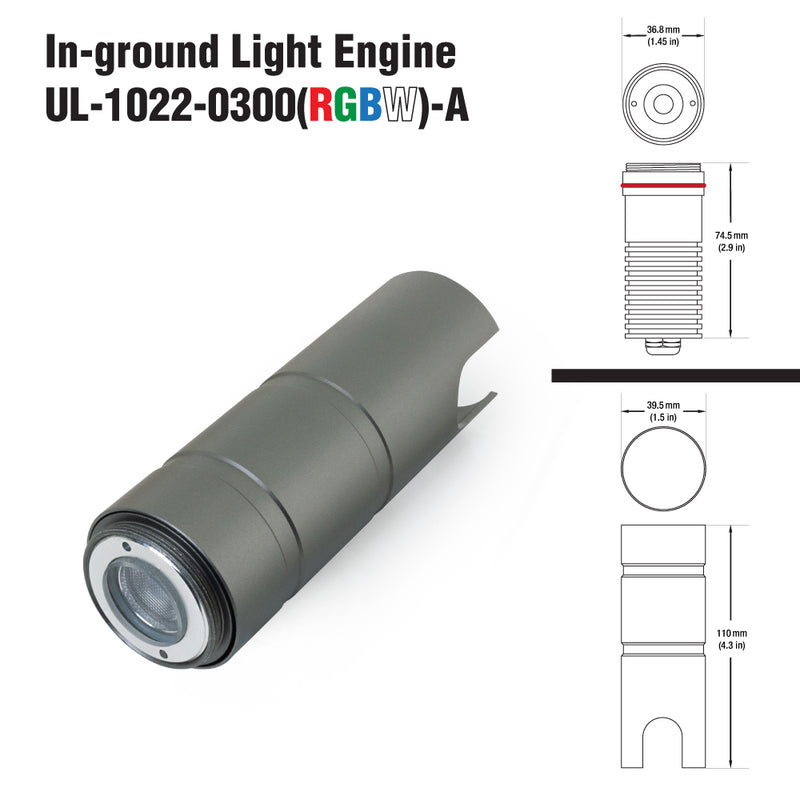 UL-1022-0300-A In Ground Driveway light 12V 3W RGBW (Engine only), lightsandparts