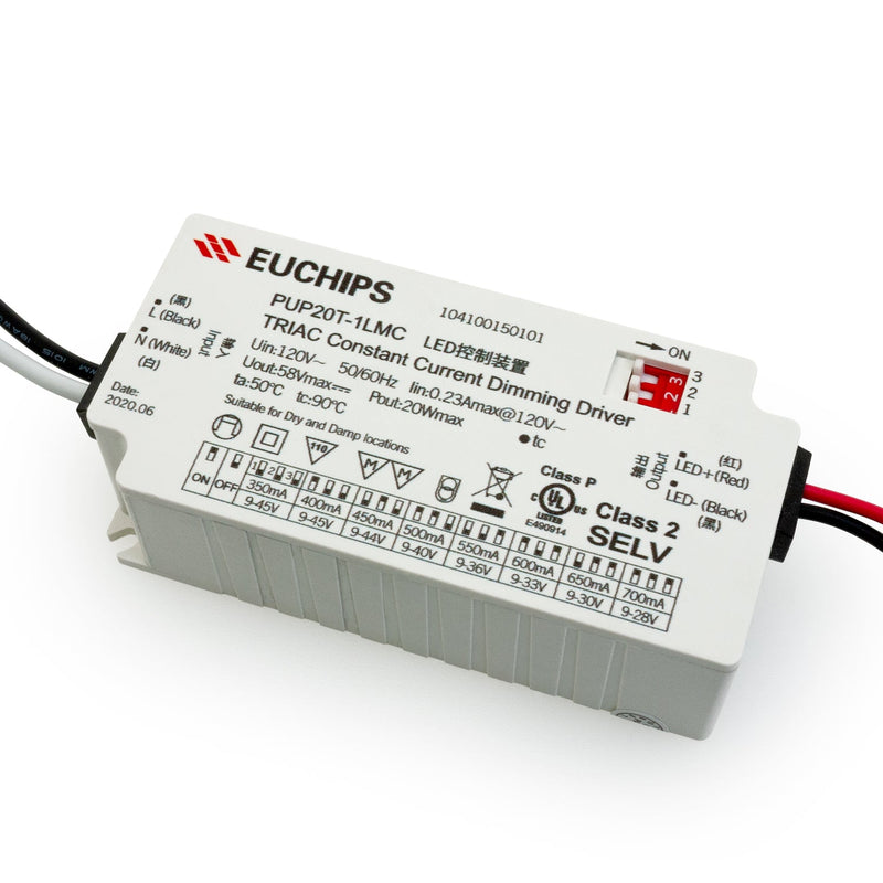 Constant Current Driver PUP20T-1LMC-700 Selectable, 120VAC 350 to 700mA - ledlightsandparts