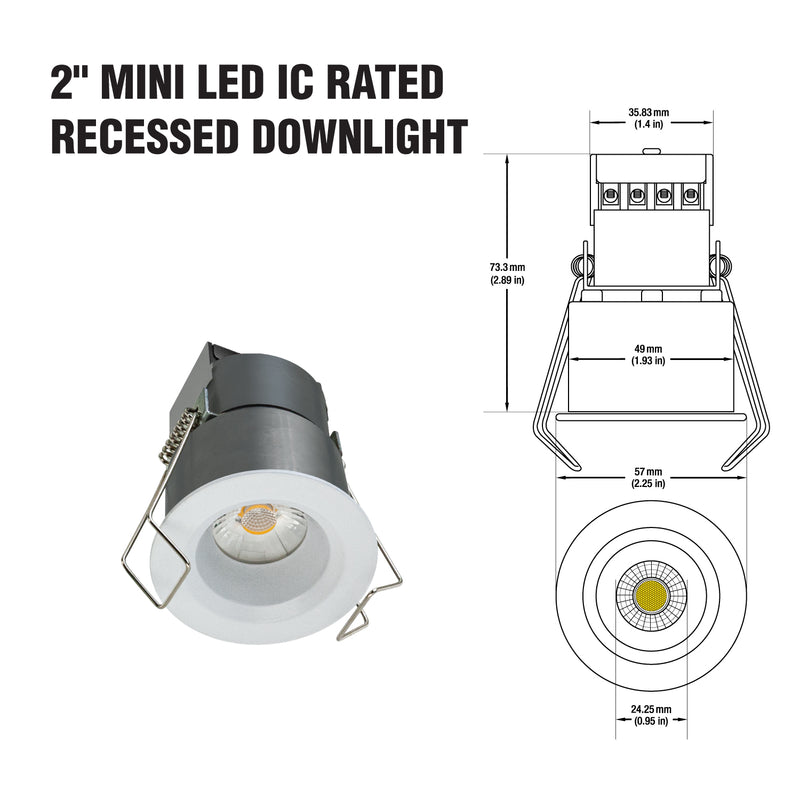 2 inch Mini LED Recessed Downlight LED-1-S6W-3KWH-12V, 12V 6W 3000K(Warm White) - ledlightsandparts