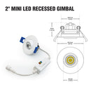 2 inch Mini LED Recessed Gimbal AD-LED-2-S5W-5CCTWH-EY, (5CCT) 120V 5W - ledlightsandparts