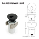 VBD-RD25-1W-3K-BK Round LED Step Light, 12V 1W 3000K(Warm White) - ledlightsandparts