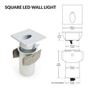 VBD-SQ25-1W-3K-WH Square LED Step Light, 12V 1W 3000K(Warm White), lightsandparts