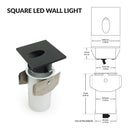 VBD-SQ25-1W-3K-BK Square LED Step Light, 12V 1W 3000K(Warm White), lightsandparts