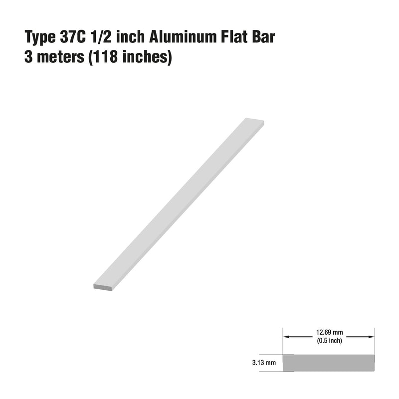 Type 37C 1/2Inch Aluminum Flat Bar 3Meter (118inches) - ledlightsandparts