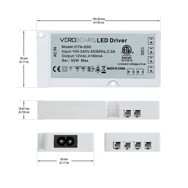 OTM-E60 LED Driver 6-way Output Plugin Power Supply for Cabinet Lights - ledlightsandparts