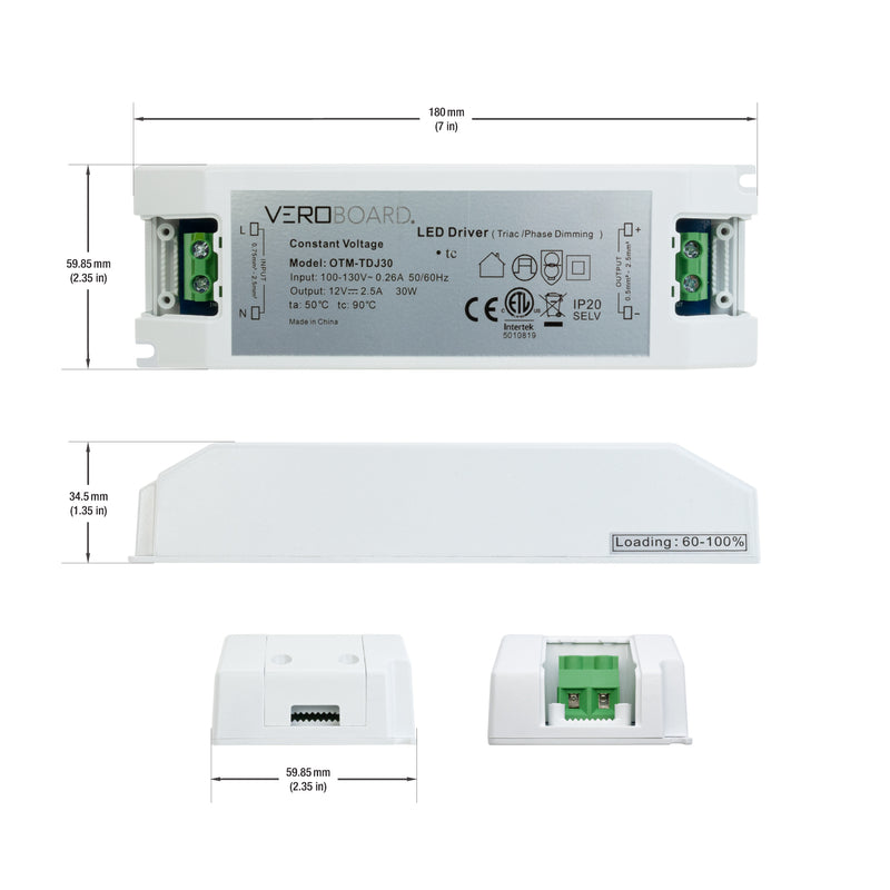 OTM-TDJ30 Constant Voltage LED Driver,12V 2.5A 30W - ledlightsandparts