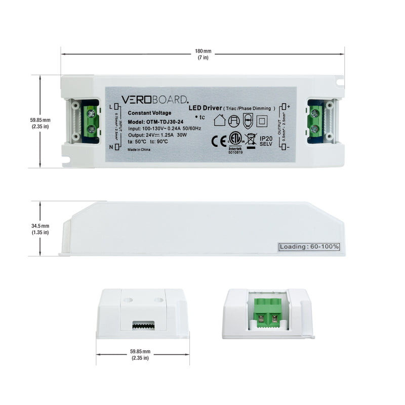 OTM-TDJ30-24 Constant Voltage LED Driver,  24V 1.25A 30W - ledlightsandparts