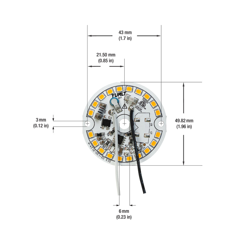 2 inch Round Disc LED Module, 120V 7W 3000K(Warm White)