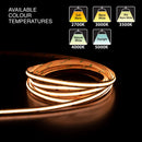 5M(16.4ft) Indoor LED Strip COB480W2, 24V 2(w/ft) 155(Lm/ft) 480(LEDs/m) CCT(2.7K, 3K, 3.5K, 4K, 5K) - ledlightsandparts