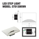 ST0130KWH LED Step Light Horizontal White, 120V 5W 3000K(Warm White) - ledlightsandparts