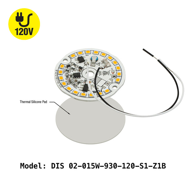2 inch Round Disc ZEGA LED Module Engine DIS 02-015W-930-120-S1-Z1B, 120V 15W 3000K(Warm White), lightsandparts