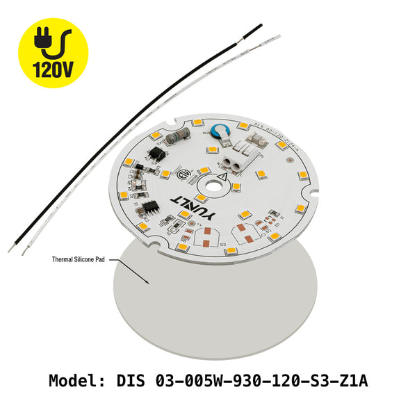 3 inch Round Disc LED Module DIS 03-005W-930-120-S3-Z1A, 120V 5W 3000K(Warm White)