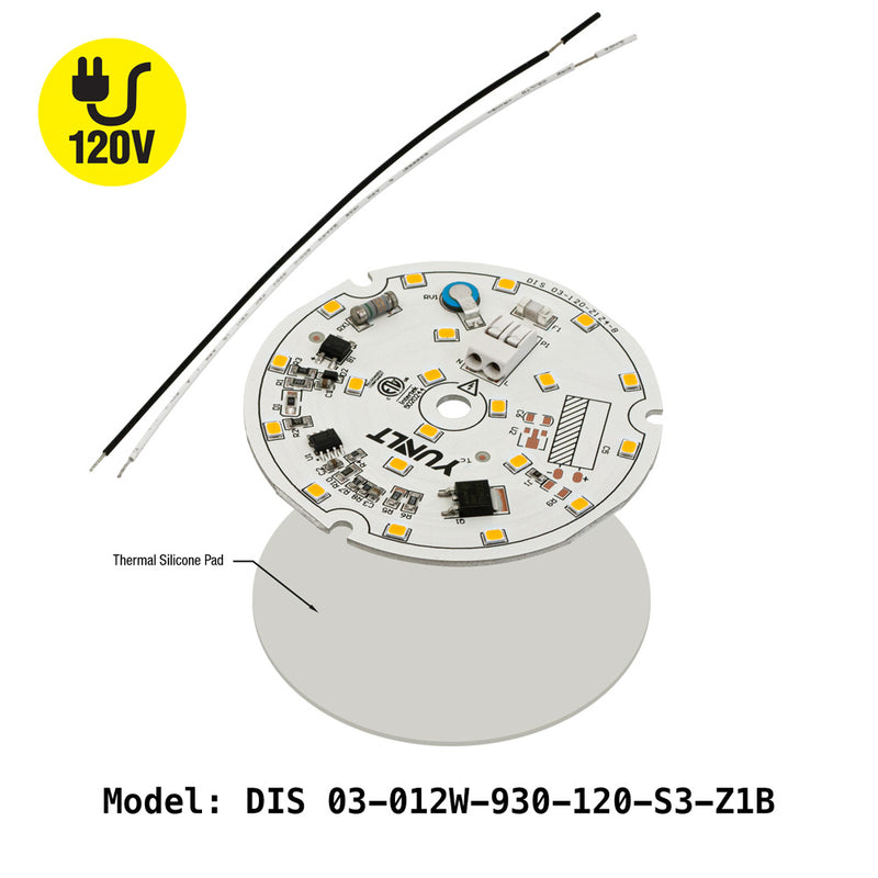 3 inch Round Disc LED Module DIS 03-012W-930-120-S3-Z1A, 120V 12W 3000K(Warm White), lightsandparts