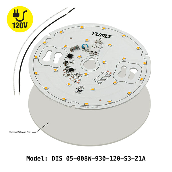 5 inch Round Disc LED Module DIS 05-008W-930-120-S3-Z1A (DIS 03-600-930-120-S3), 120V 8W 3000K(Warm White), lightsandparts
