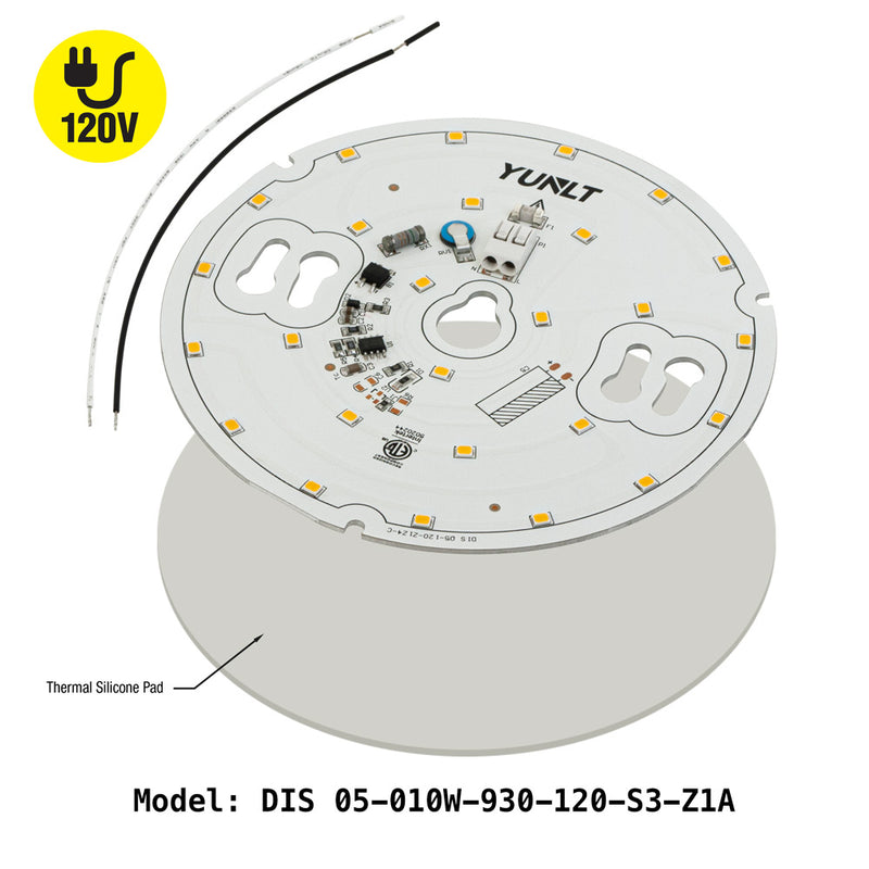 5 inch Round Disc LED Module DIS 05-010W-930-120-S3-Z1A, 120V 10W 3000K(Warm White), lightsandparts