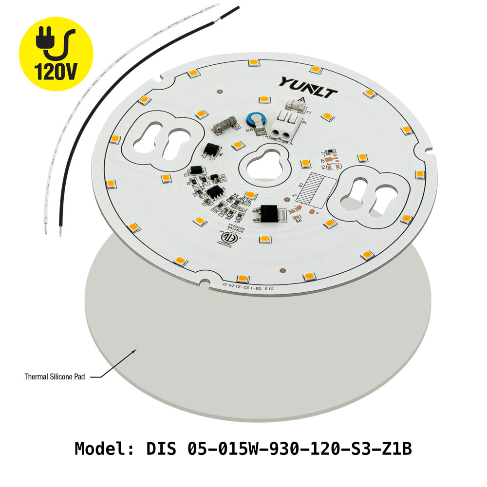 Light Color Dis 5 inch Round Disc LED Module, 120V 15W 3000K(Warm White)