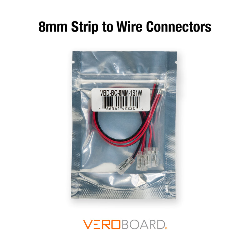 8mm Beetle LED Strip to Wire connector, VBD-BC-8MM-1S1W (Pack of 3)