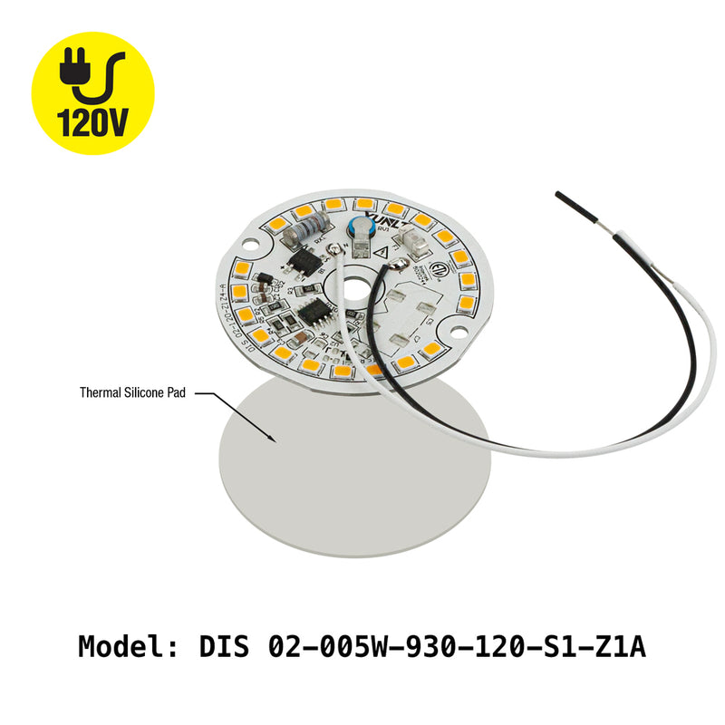 2 inch Round Disc LED Module DIS 02-005W-930-120-S1-Z1A (DIS 01-400-930-120-S1), 120V 5W 3000K(Warm White)
