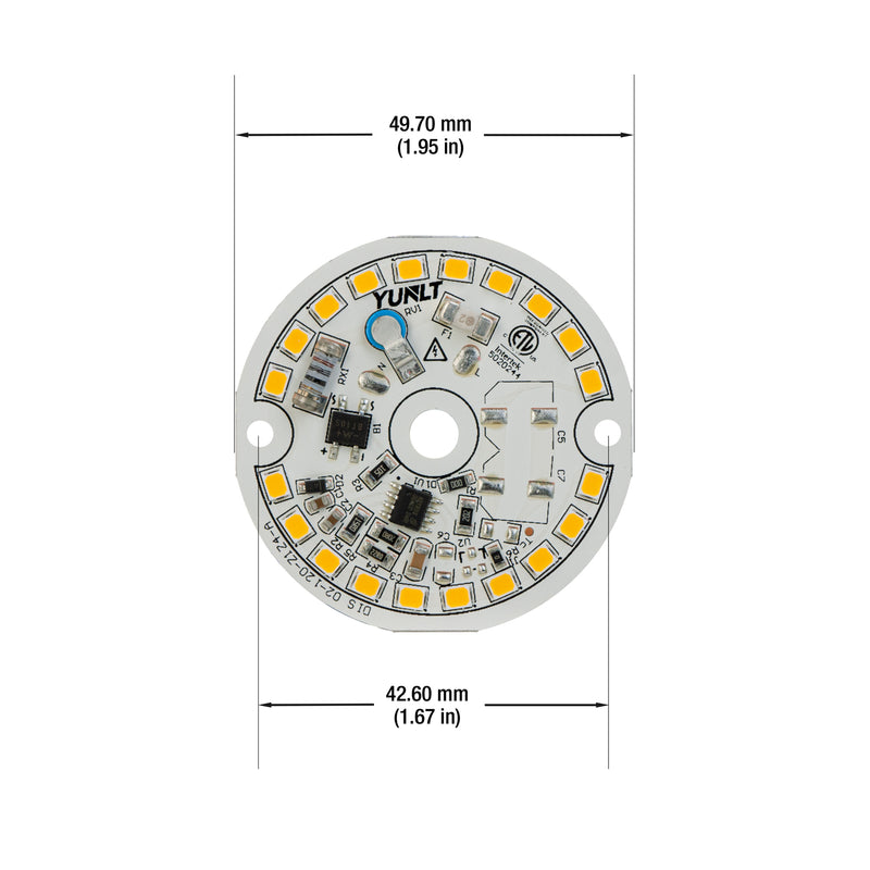Light Color Dis 2 inch Round Disc LED Module, 120V 5W 3000K(Warm White)