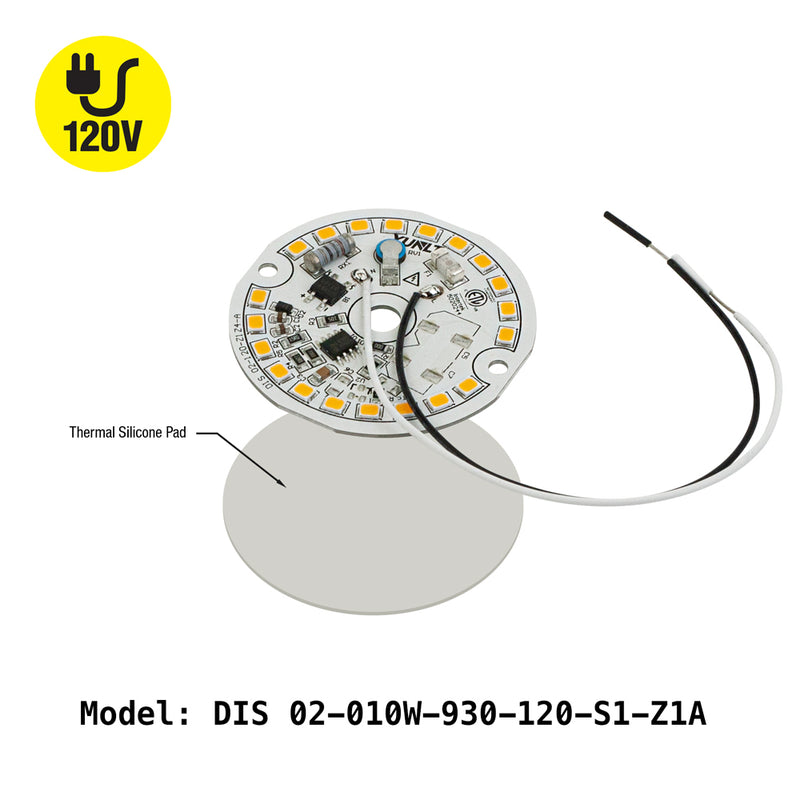2 inch Round Disc LED Module DIS 02-010W-930-120-S1-Z1A (DIS 01-800-930-120-S1), 120V 10W 3000K(Warm White), lightsandparts