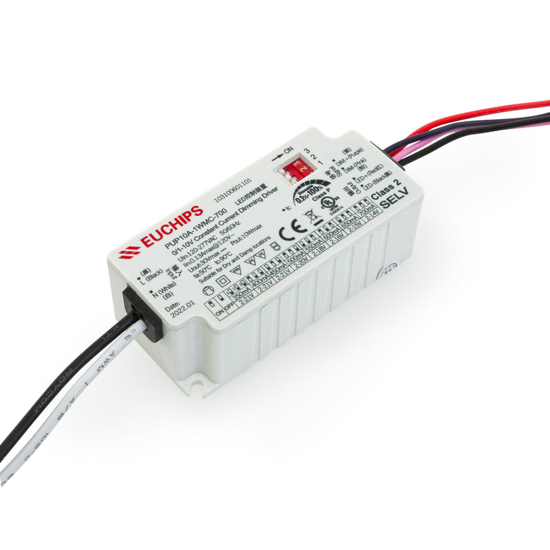 Constant Current Driver PUP10A-1WMC-700 Selectable, 120VAC-277VAC 350 to 700mA - ledlightsandparts