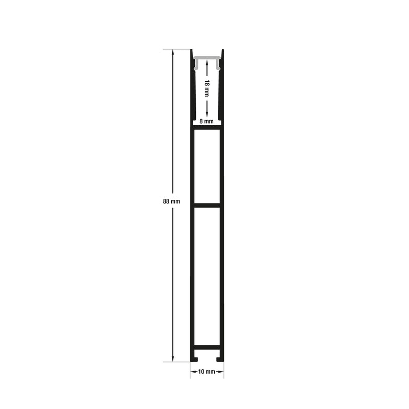 Type 44 Narrow Black hanging Aluminum LED Strip 3 Meters (118inches) - ledlightsandparts
