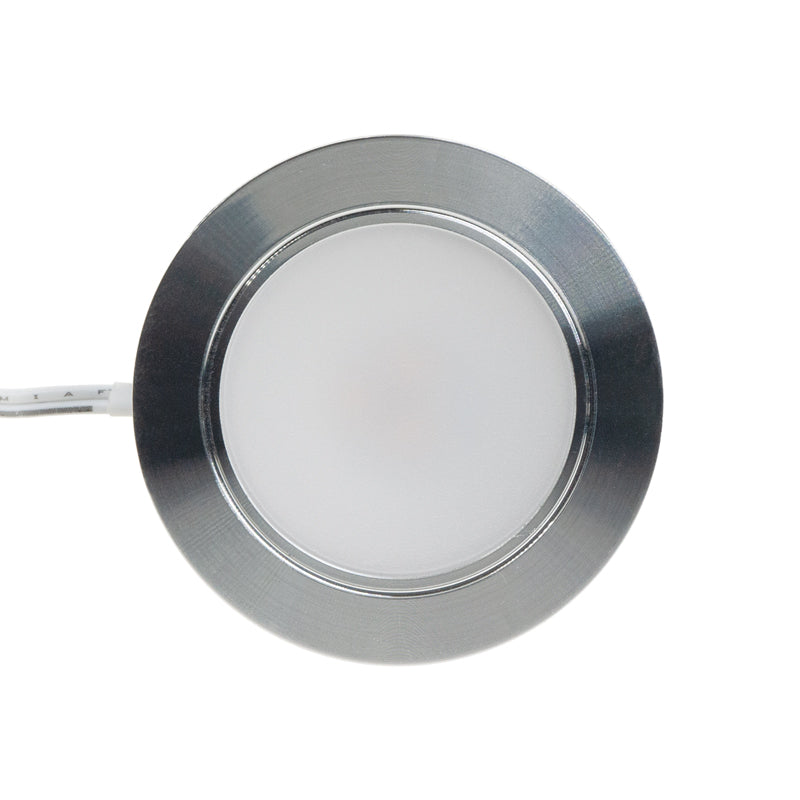 VBUN-2R25-12V Shiny Silver Grey Round LED Cabinet Puck Light, 12V 2.5W CCT(2.4K, 2.7K, 3K, 3.5K, 4K, 5K)